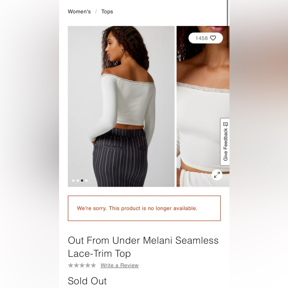 Urban Outfitters Melani Seamless Lace-Trim Top